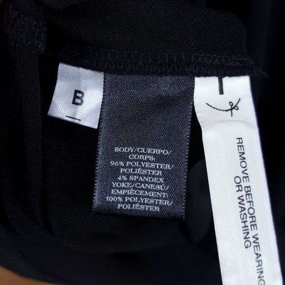 ANN TAYLOR Top Womens XS Black Pullover V-Neck Surplice Wrap Hi Lo Draped - Picture 4 of 7